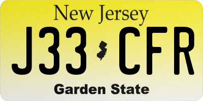 NJ license plate J33CFR