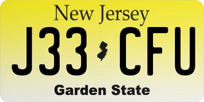 NJ license plate J33CFU