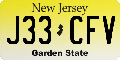 NJ license plate J33CFV