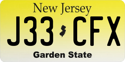 NJ license plate J33CFX