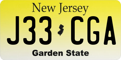 NJ license plate J33CGA