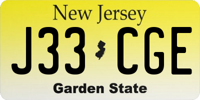 NJ license plate J33CGE