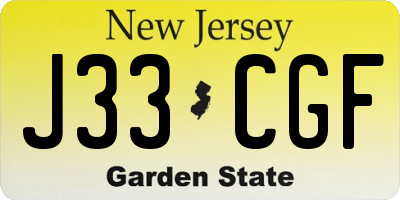 NJ license plate J33CGF