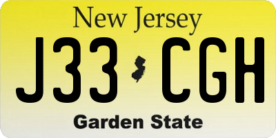 NJ license plate J33CGH