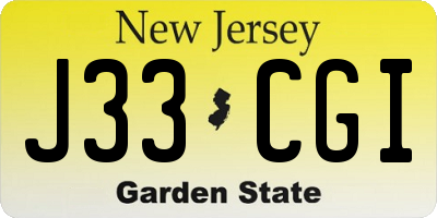 NJ license plate J33CGI