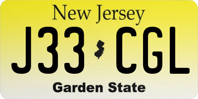 NJ license plate J33CGL