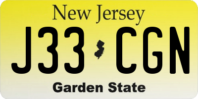 NJ license plate J33CGN