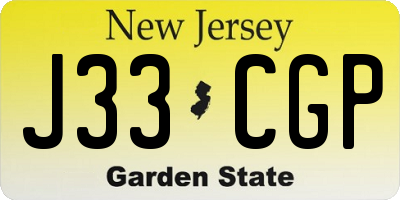 NJ license plate J33CGP