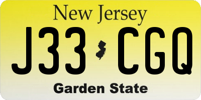 NJ license plate J33CGQ