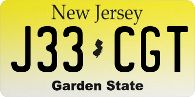 NJ license plate J33CGT