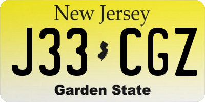 NJ license plate J33CGZ