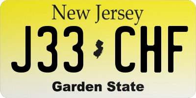 NJ license plate J33CHF