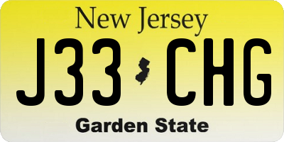 NJ license plate J33CHG