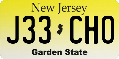 NJ license plate J33CHO