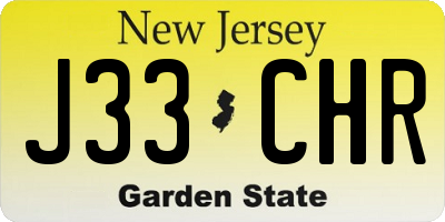 NJ license plate J33CHR