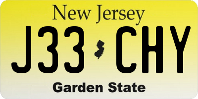 NJ license plate J33CHY