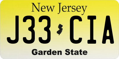 NJ license plate J33CIA