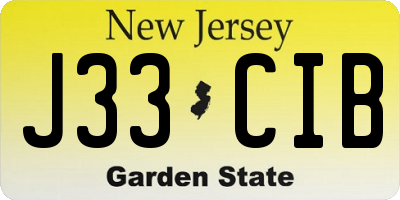 NJ license plate J33CIB