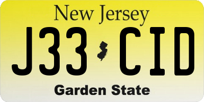 NJ license plate J33CID