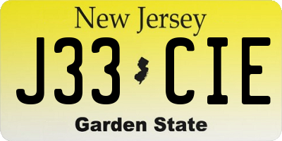 NJ license plate J33CIE