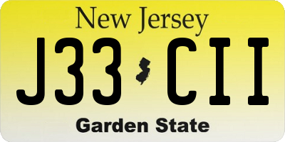 NJ license plate J33CII