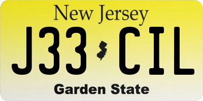 NJ license plate J33CIL