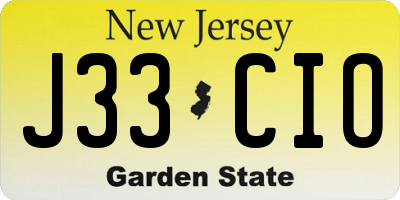NJ license plate J33CIO