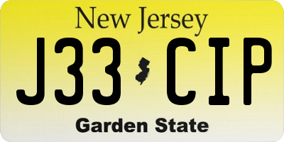 NJ license plate J33CIP