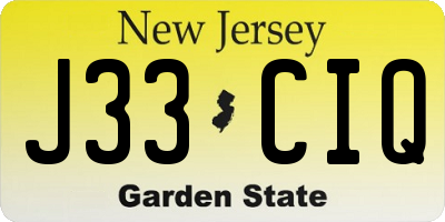 NJ license plate J33CIQ
