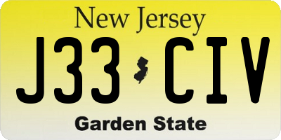 NJ license plate J33CIV
