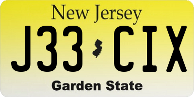 NJ license plate J33CIX