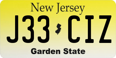 NJ license plate J33CIZ