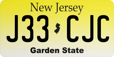 NJ license plate J33CJC