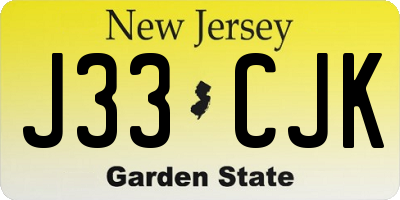 NJ license plate J33CJK