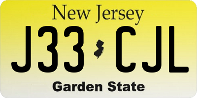NJ license plate J33CJL