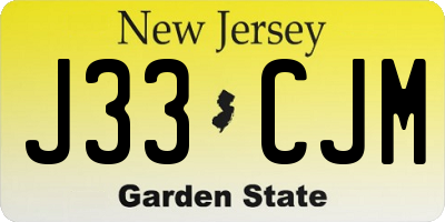 NJ license plate J33CJM