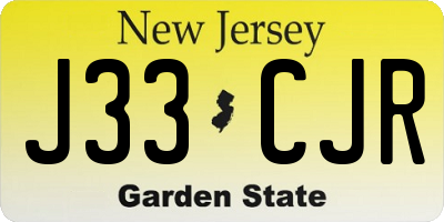 NJ license plate J33CJR