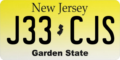 NJ license plate J33CJS