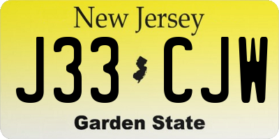NJ license plate J33CJW