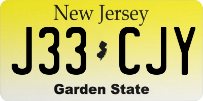 NJ license plate J33CJY