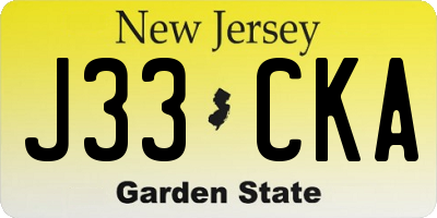 NJ license plate J33CKA