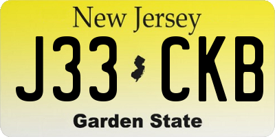 NJ license plate J33CKB