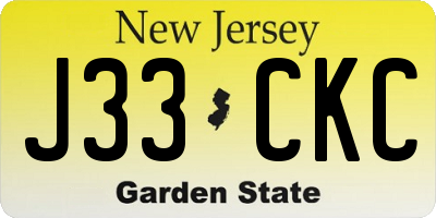 NJ license plate J33CKC