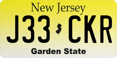 NJ license plate J33CKR
