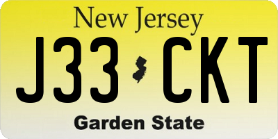 NJ license plate J33CKT