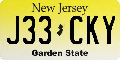 NJ license plate J33CKY