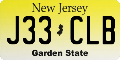 NJ license plate J33CLB