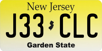 NJ license plate J33CLC
