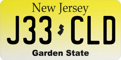NJ license plate J33CLD