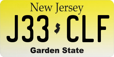 NJ license plate J33CLF